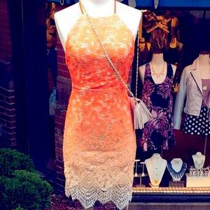 Orange Ombré Crochet mini dress
